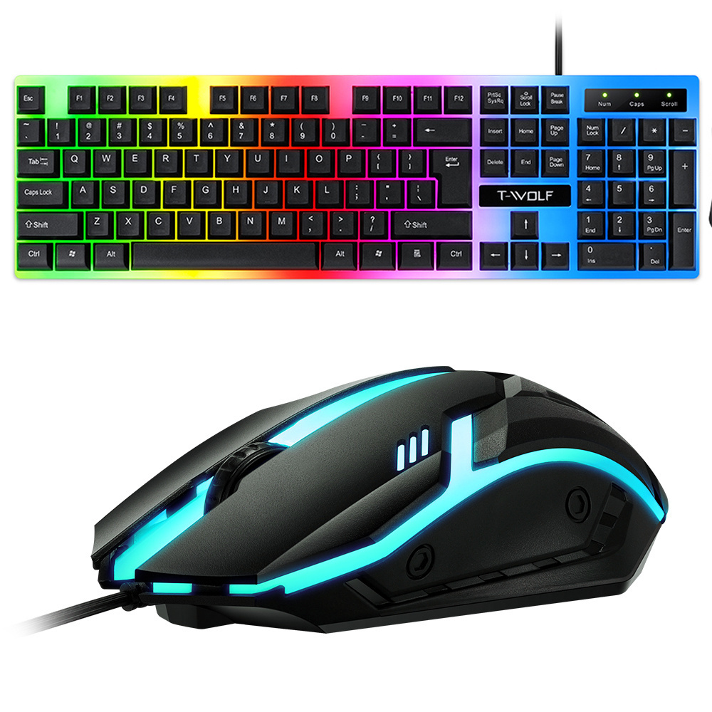 T-WOLF TF230 - Ensemble Clavier et Souris Gaming RGB