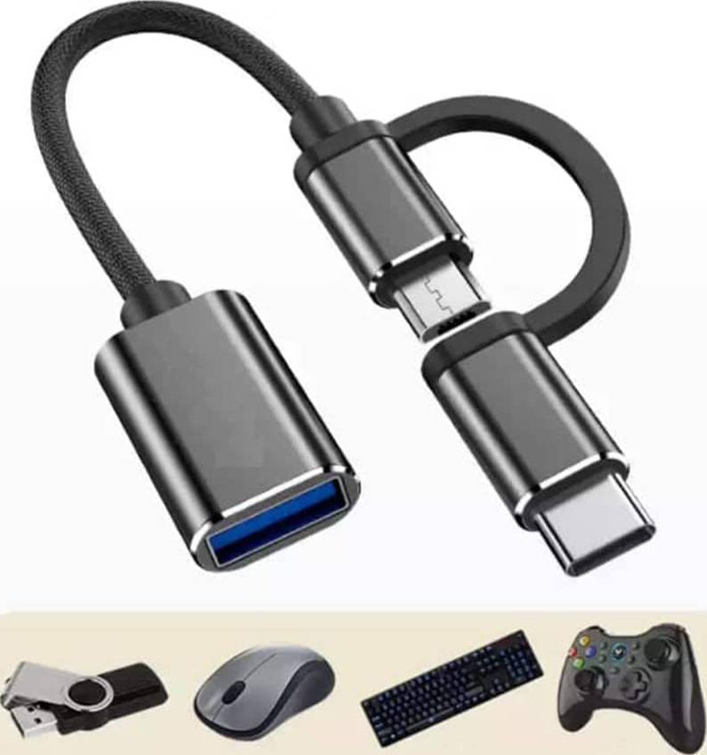 Adaptateur OTG 2‑en‑1 USB → Micro‑USB & USB‑C
